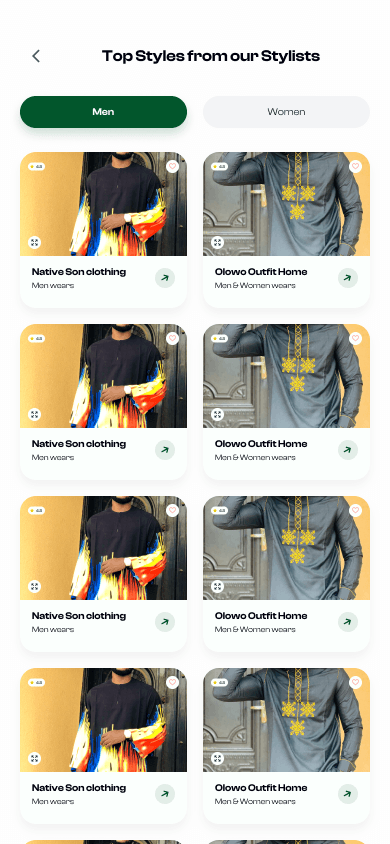 Eazyfit home browse screen