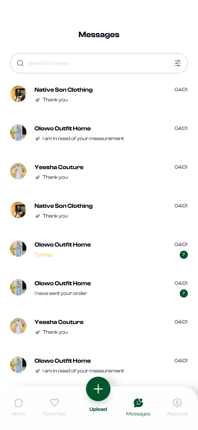 Eazyfit messages screen