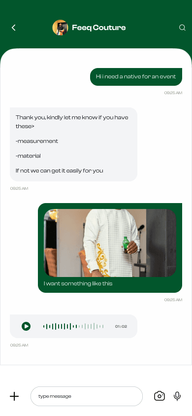 Eazyfit in-app chat with stylist